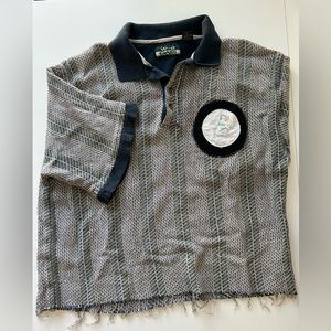 Cropped Vintage Polo Style Shirt with Pin Up Girl Patch